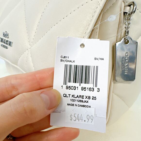 Coach CJ611 Klare Crossbody 25 With Puffy Diamond Quilting IN CHALK - Picture 7 of 7